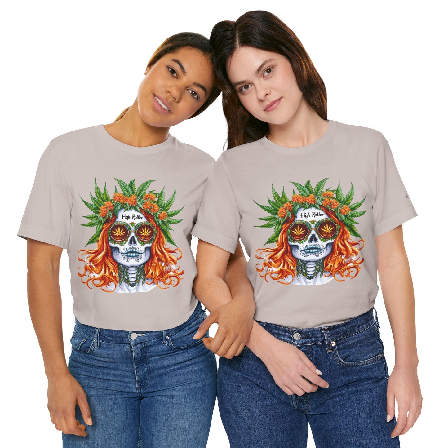 Sugar Skull Goddess Tee - Premium Airlume Cotton Cannabis Culture Day of Dead Art