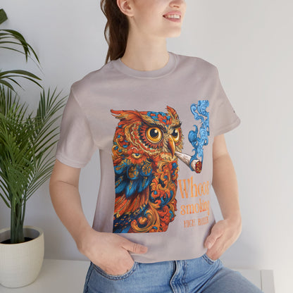 Baroque Owl Tee - Premium Airlume Cotton Cannabis Culture Ornate Bird Art