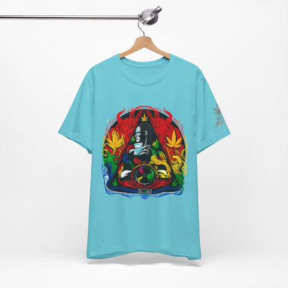 HIGH ROLLER Buddha Meditation Premium Cannabis Culture T-Shirt - Enlightenment Meets Electronic Music Luxury Streetwear