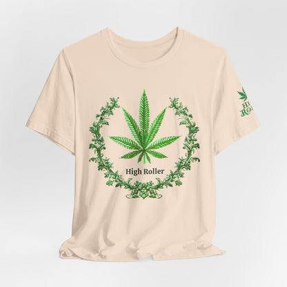 Cannabis Crest Wreath Tee - Botanical Elegance Art Design | High Roller