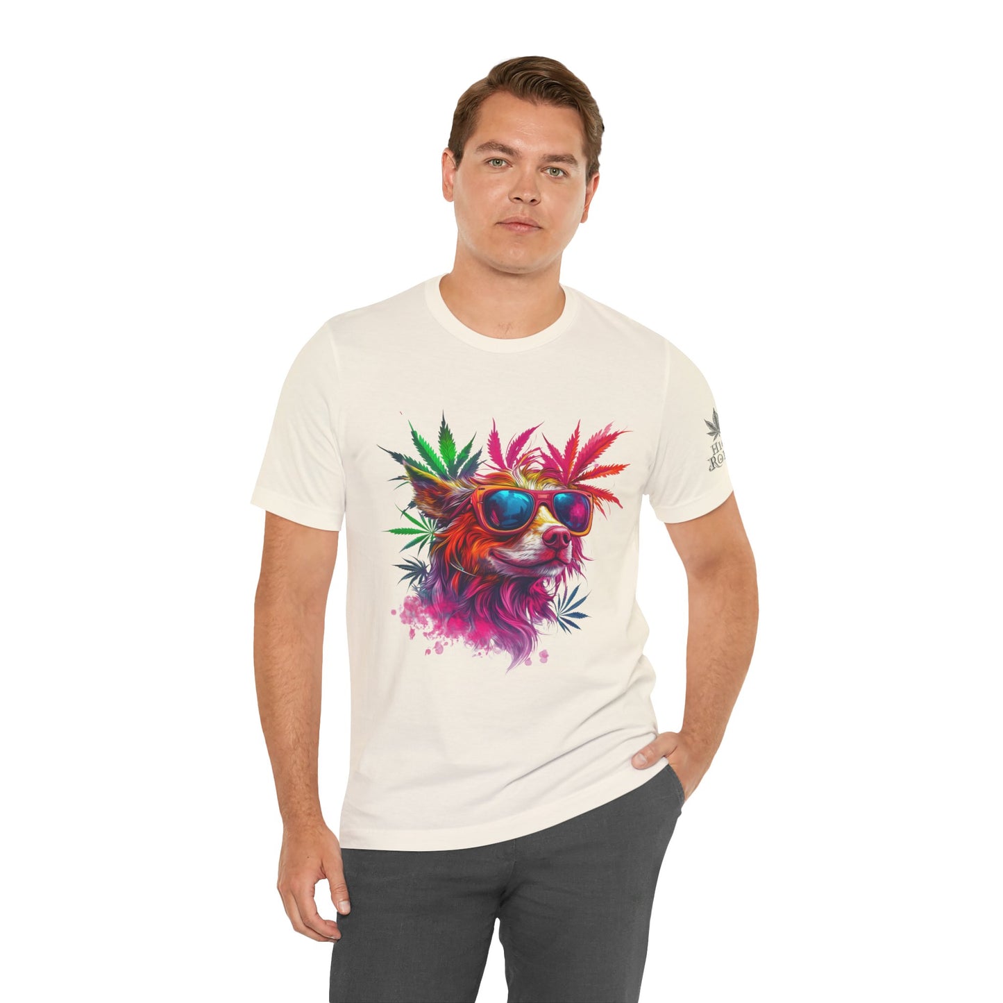 Spectrum Pup Tee - Premium Airlume Cotton Cannabis Culture Psychedelic Dog Art