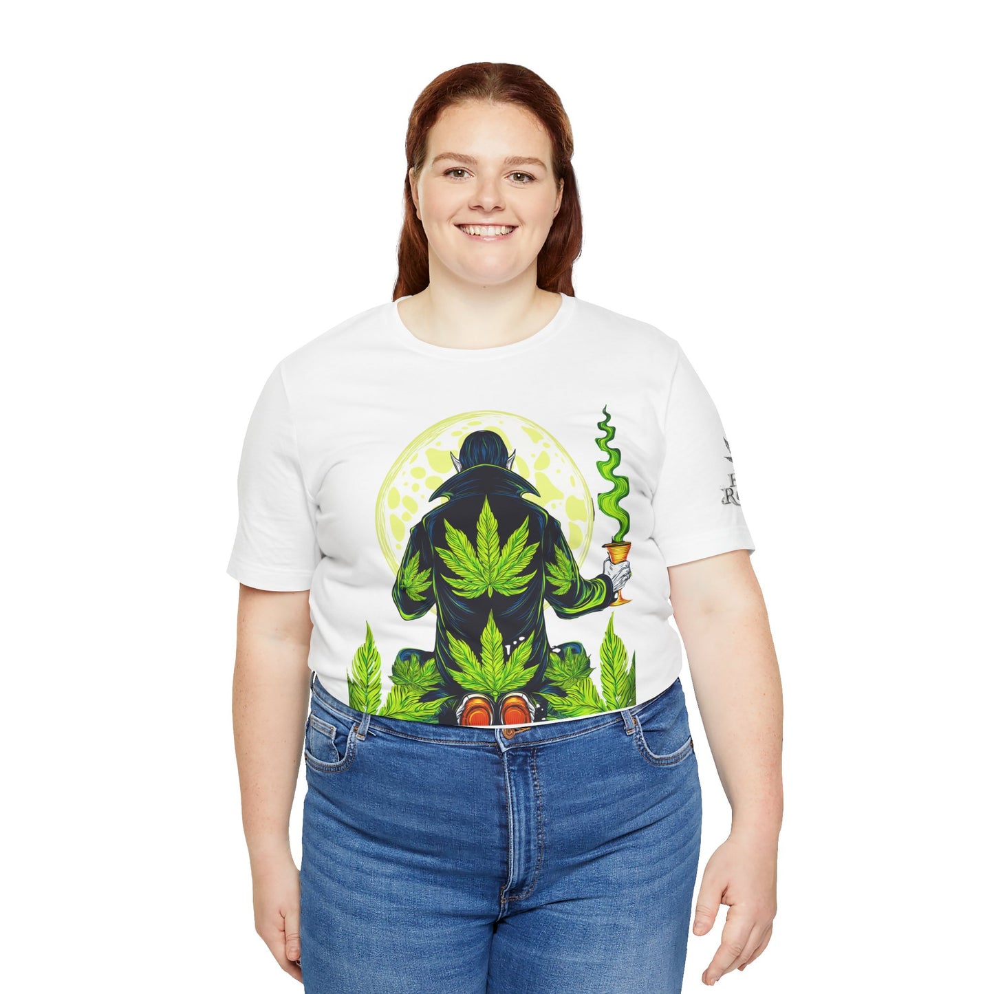 Luxury Gothic Cannabis Vampire T-Shirt - Premium Dark HIGH ROLLER Streetwear - Elevated Nocturnal 420 Fashion