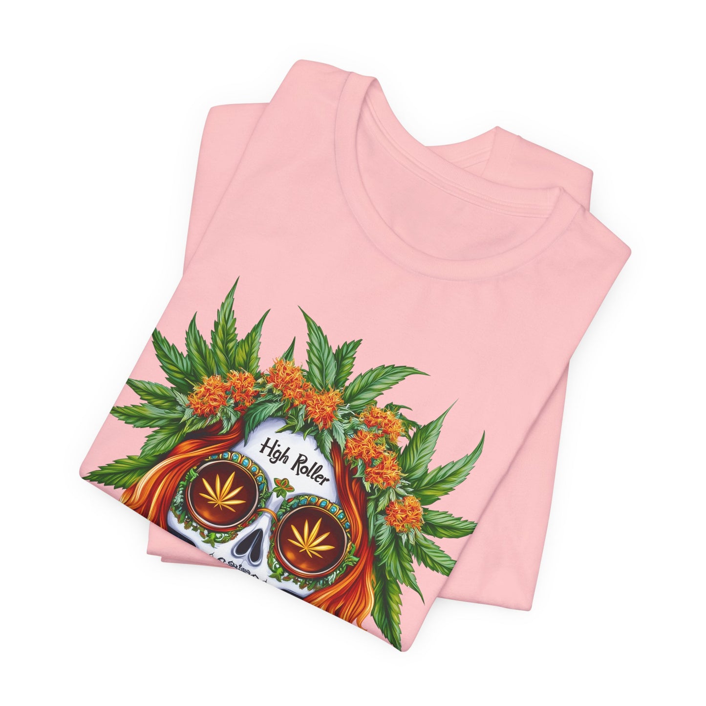 Sugar Skull Cannabis Tee - Day of Dead Art Design | High Roller