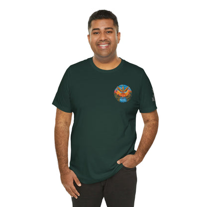 Cannabis Paradise Circle Tee - Tropical Sunset Art Design | High Roller