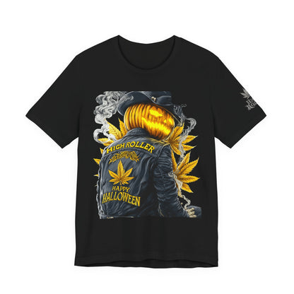 Halloween Witch Rider Cannabis T-Shirt - Premium Spooky 420 Biker Edition Apparel