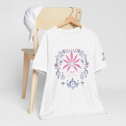 Bohemian Cannabis Mandala Tee - Floral Folk Art Design | High Roller