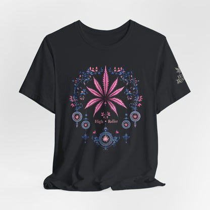 Bohemian Cannabis Mandala Tee - Floral Folk Art Design | High Roller