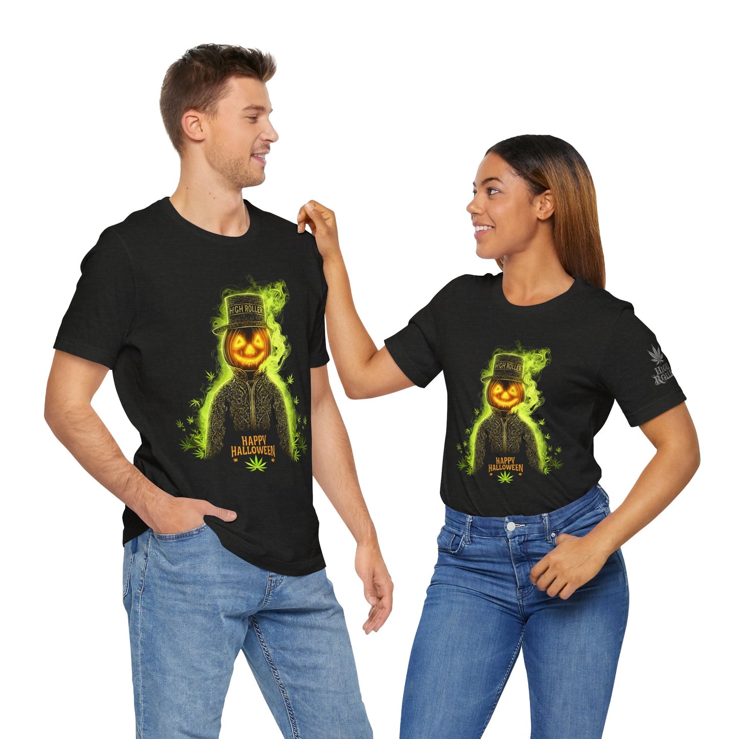 Spectral Pumpkin HIGH ROLLER Halloween T-Shirt - Premium Dark Cannabis Apparel