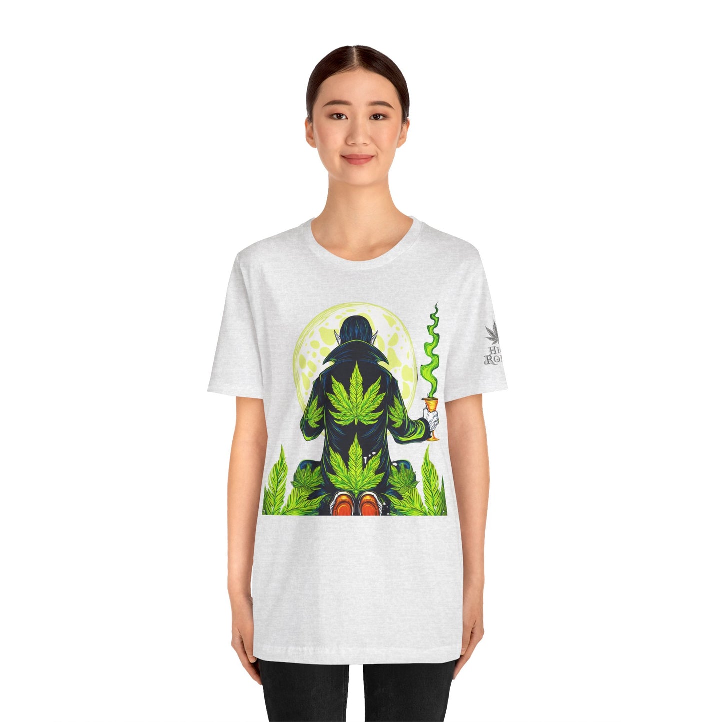 Luxury Gothic Cannabis Vampire T-Shirt - Premium Dark HIGH ROLLER Streetwear - Elevated Nocturnal 420 Fashion