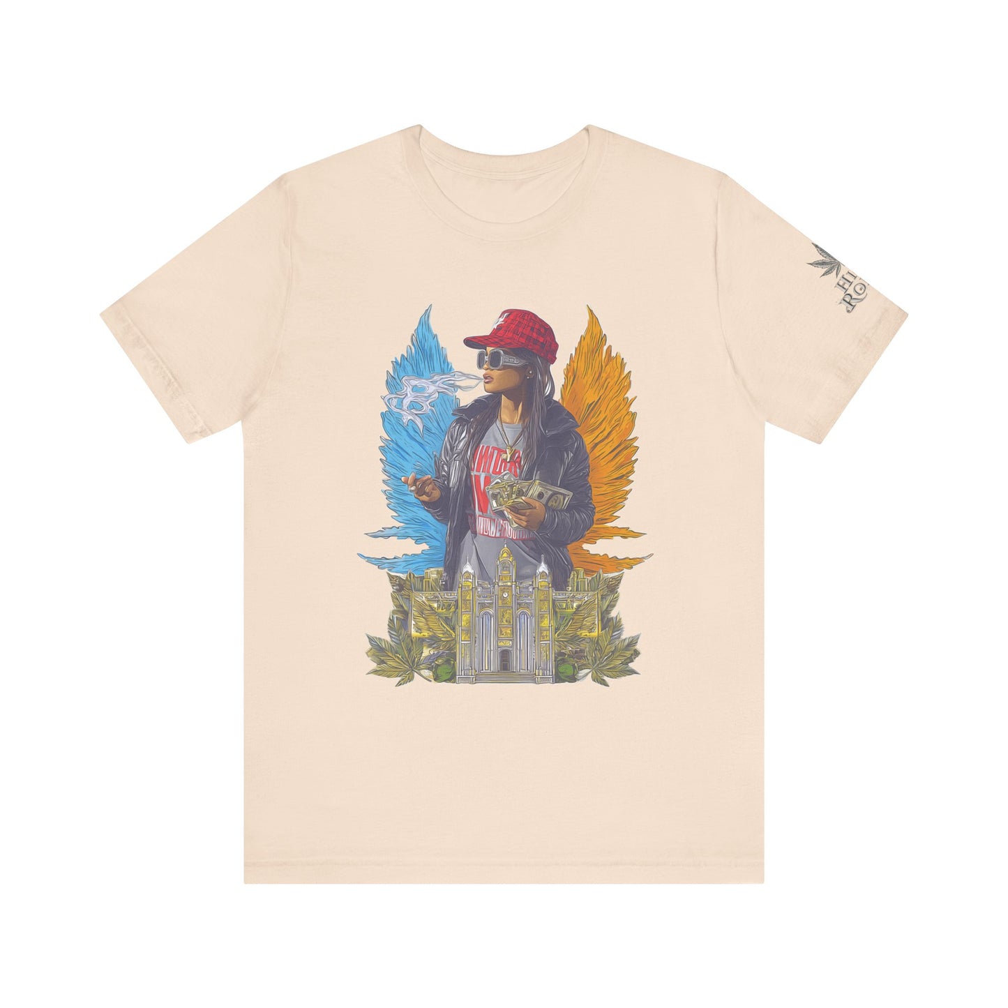 High Roller Golden Wings Money Cannabis T-Shirt - Premium 420 Hip-Hop Angel Street Culture Success Lifestyle Apparel