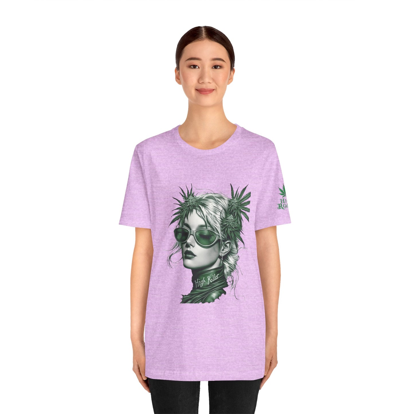Green Queen T-Shirt - Premium Airlume Cotton Cannabis Crown Portrait Art Tee