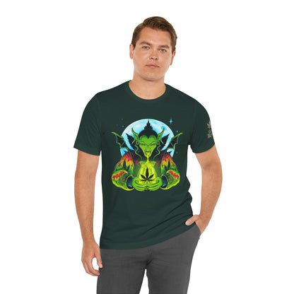 Mystic Dragon Guardian Cannabis Meditation T-Shirt - Premium Psychedelic 420 Apparel