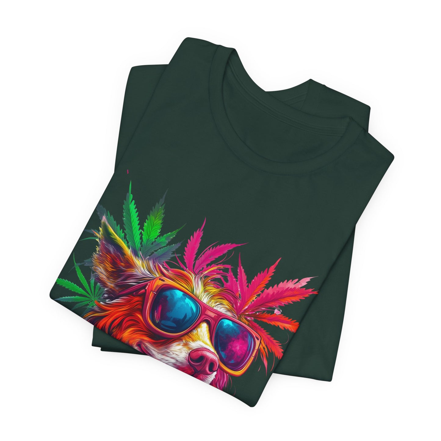 Spectrum Pup Tee - Premium Airlume Cotton Cannabis Culture Psychedelic Dog Art