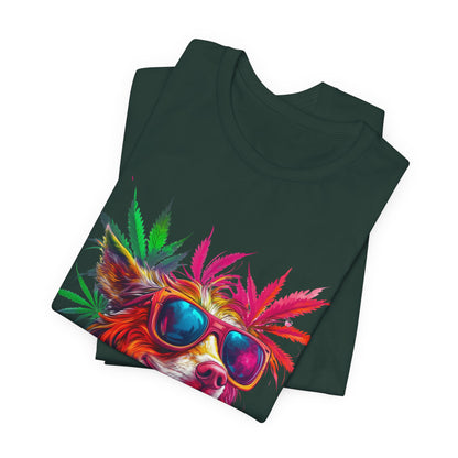 Spectrum Pup Tee - Premium Airlume Cotton Cannabis Culture Psychedelic Dog Art