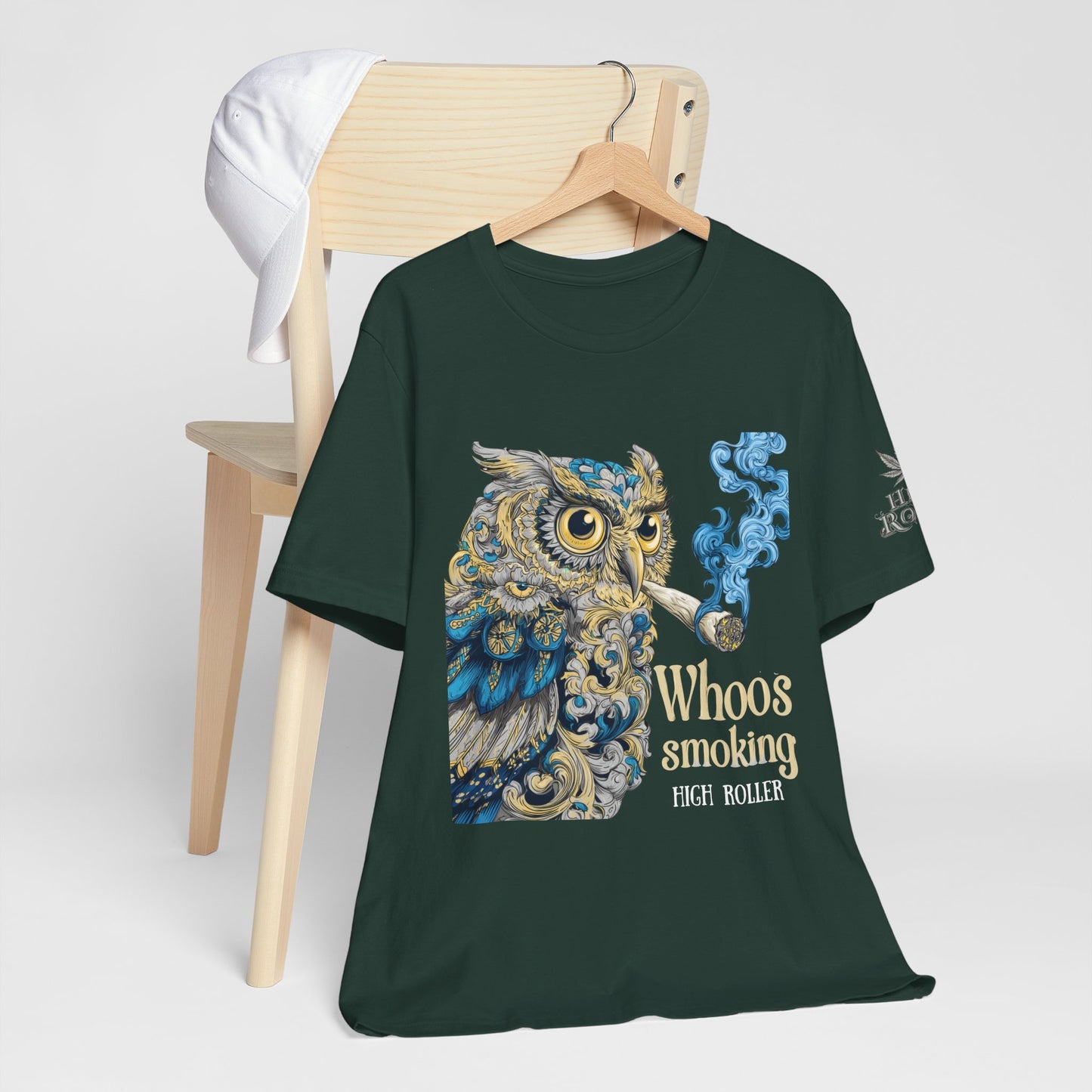Baroque Owl Tee - Premium Airlume Cotton Cannabis Culture Ornate Bird Art