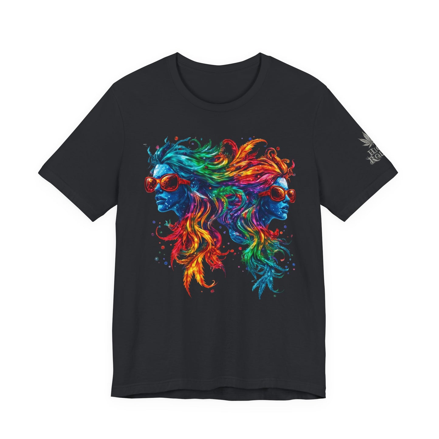 Spectrum Sisters T-Shirt - Premium Airlume Cotton Cannabis Rainbow Psychedelic Art Tee