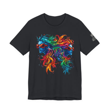 Spectrum Sisters T-Shirt - Premium Airlume Cotton Cannabis Rainbow Psychedelic Art Tee
