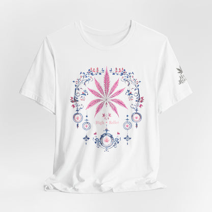Bohemian Cannabis Mandala Tee - Floral Folk Art Design | High Roller