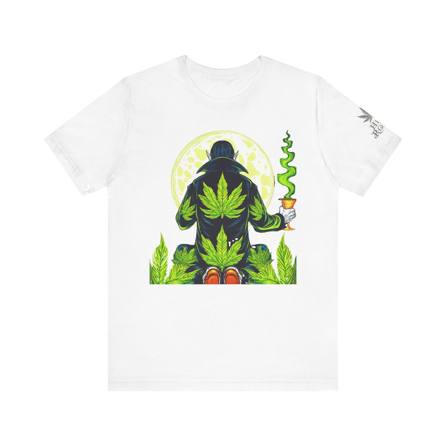 Luxury Gothic Cannabis Vampire T-Shirt - Premium Dark HIGH ROLLER Streetwear - Elevated Nocturnal 420 Fashion