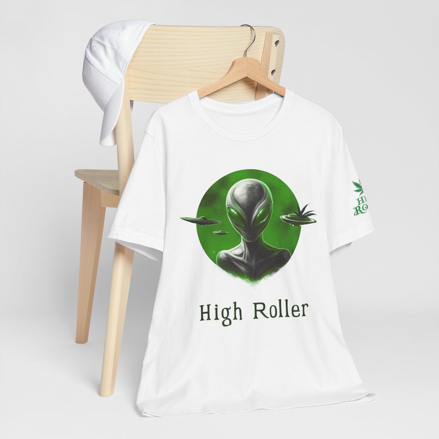 Cosmic Visitor Tee - Premium Airlume Cotton Cannabis Culture UFO Alien Art