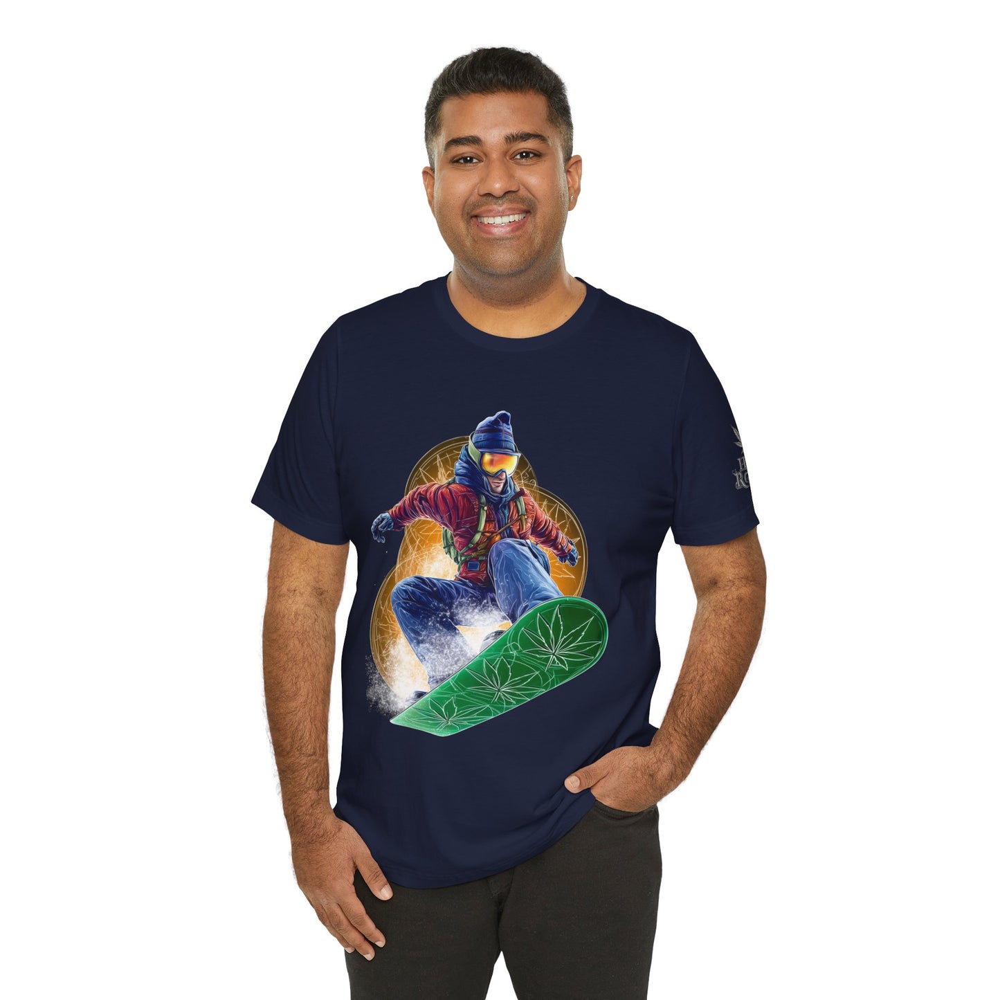 High Roller Snowboard Cannabis T-Shirt - Premium 420 Winter Sports Action Shred Mountain Lifestyle Apparel