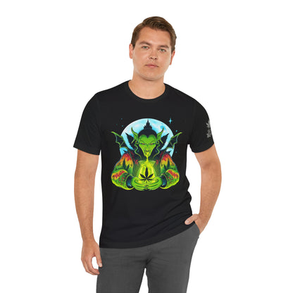 Mystic Dragon Guardian Cannabis Meditation T-Shirt - Premium Psychedelic 420 Apparel