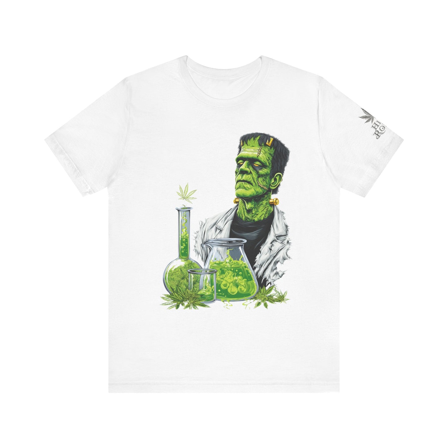 Frankenstein's Laboratory HIGH ROLLER Halloween Cannabis T-Shirt - Premium Monster Scientist 420 Experiment Apparel