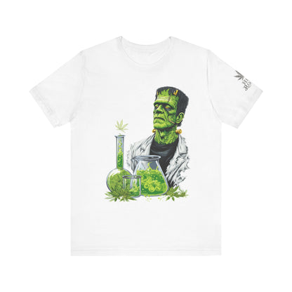 Frankenstein's Laboratory HIGH ROLLER Halloween Cannabis T-Shirt - Premium Monster Scientist 420 Experiment Apparel