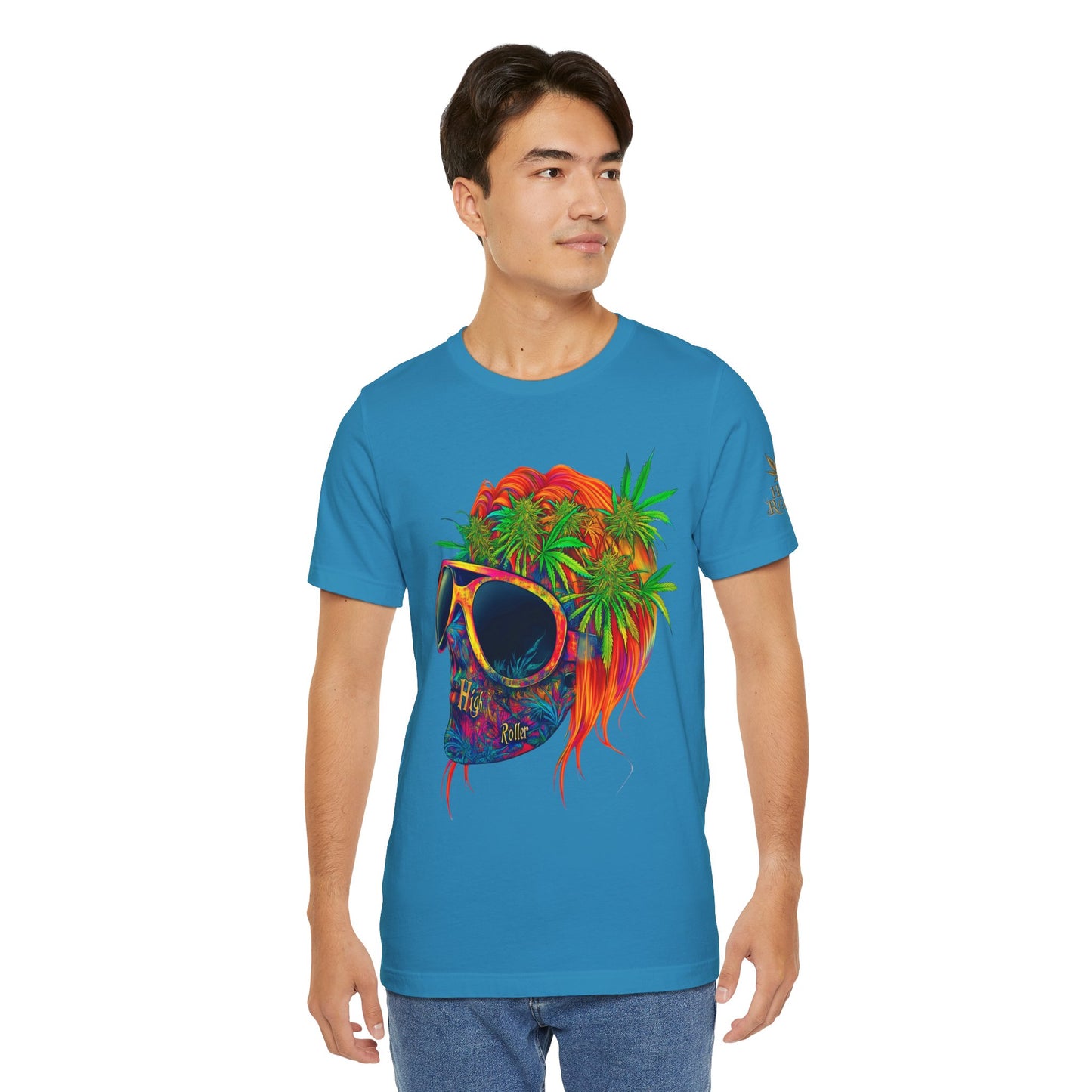 Tropical Cannabis Skull Tee - Paradise Vibes Art Design | High Roller