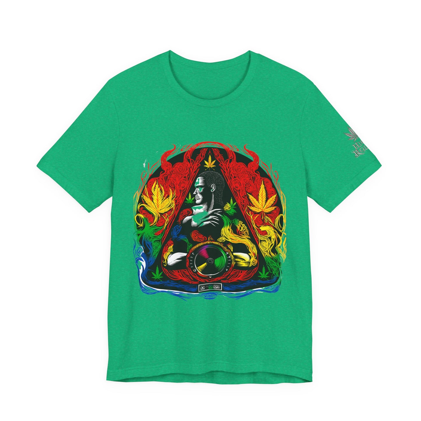 High Roller Sacred Buddha Cannabis T-Shirt - Premium 420 Spiritual Meditation Enlightenment Botanical Artistry Apparel