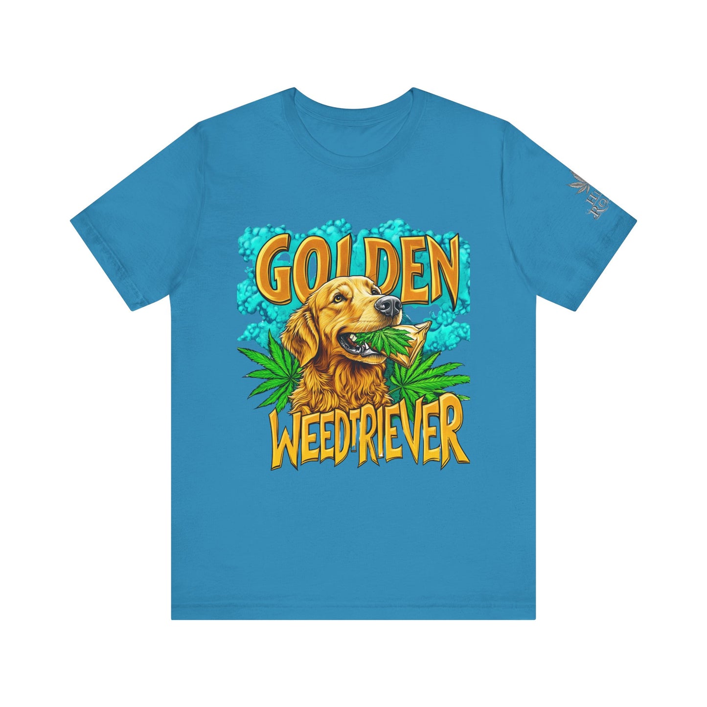 High Roller Golden Weedtriever Cannabis T-Shirt - Premium 420 Dog Lover Humor Golden Retriever Pun Comedy Pet Culture Apparel