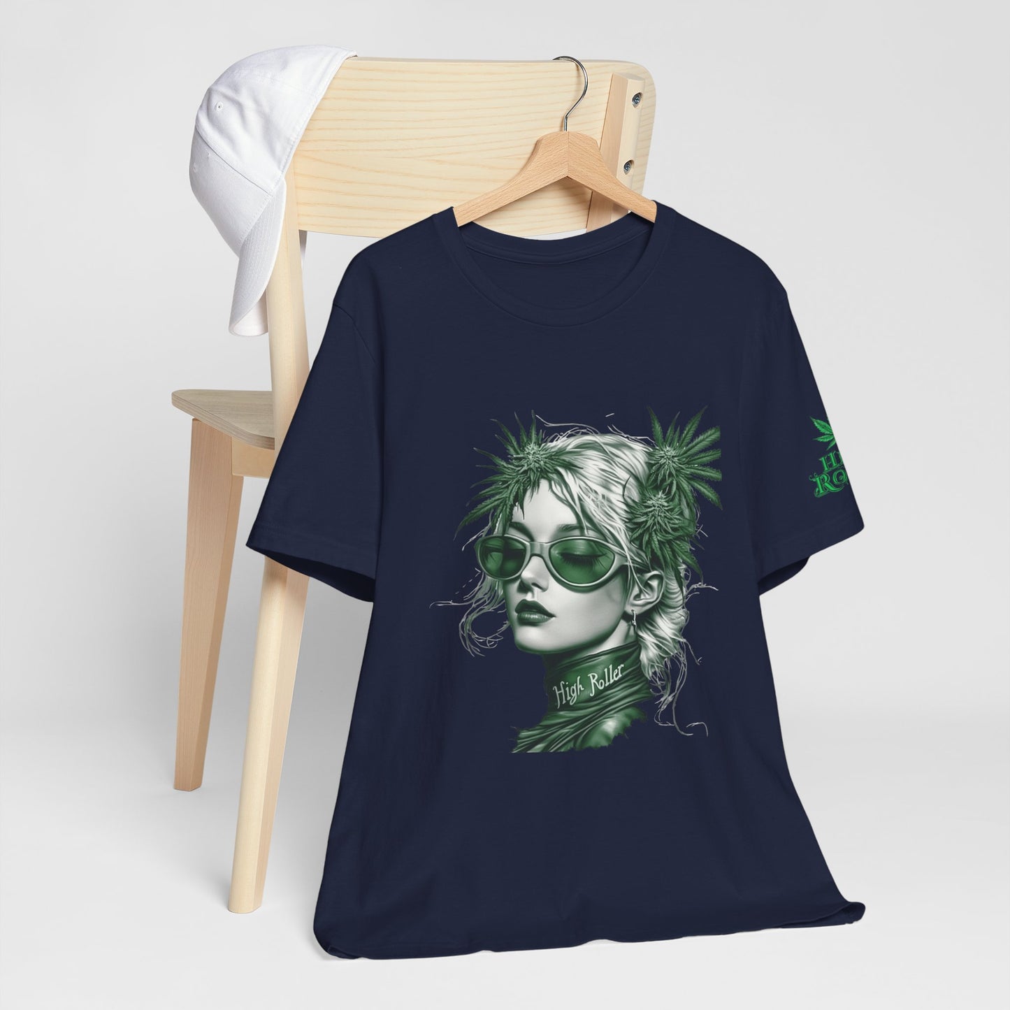 Green Queen T-Shirt - Premium Airlume Cotton Cannabis Crown Portrait Art Tee