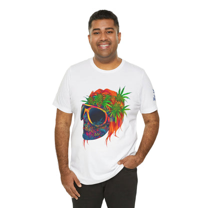 Psychedelic Summer Skull HIGH ROLLER T-Shirt - Premium Cannabis Vibes Apparel"