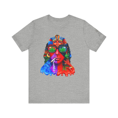 Pharaoh Vision Premium Cannabis Culture T-Shirt - Ancient Egyptian Royalty With Modern Cannabis Celebration And Psychedelic Split-Face Art