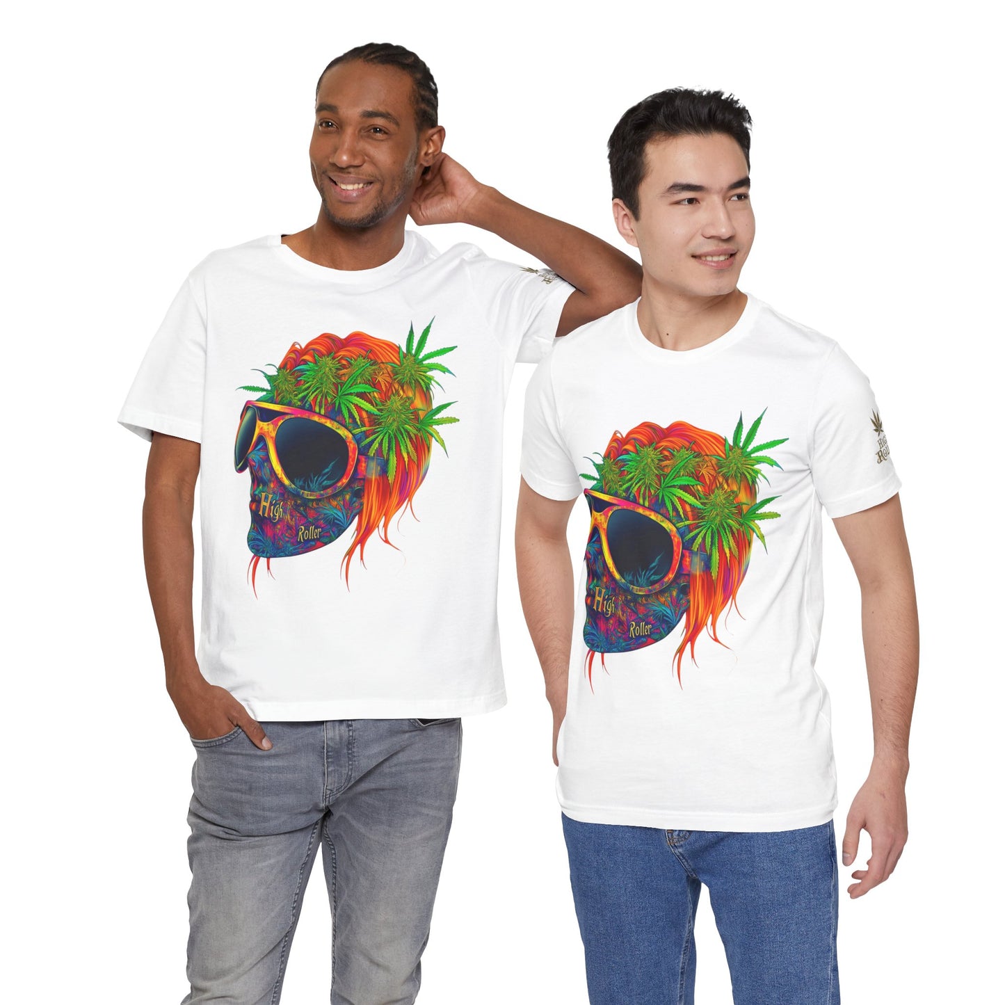 Tropical Cannabis Skull Tee - Paradise Vibes Art Design | High Roller