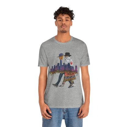 High Roller Urban Legends Cannabis T-Shirt - Premium 420 City Skyline Street Culture Double Exposure Apparel