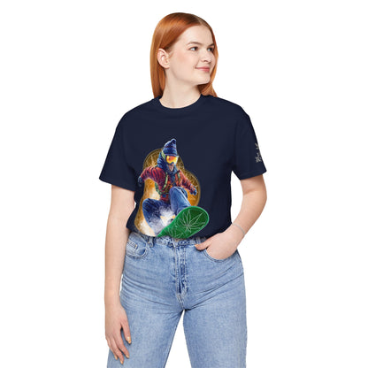 High Roller Snowboard Cannabis T-Shirt - Premium 420 Winter Sports Action Shred Mountain Lifestyle Apparel