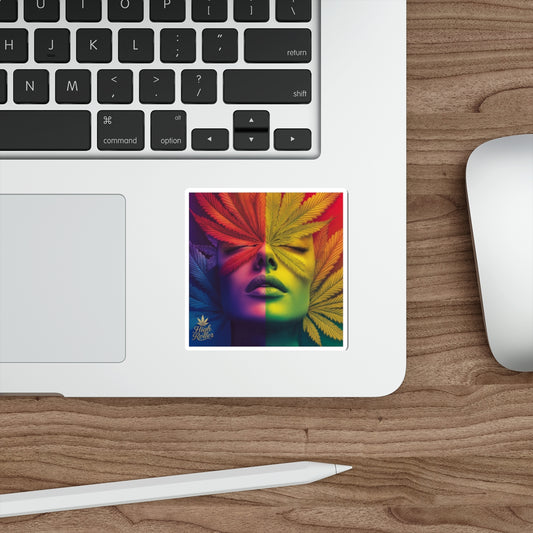 Rainbow Cannabis Consciousness Art Sticker | High Roller Spectrum Portrait | Premium Die-Cut Vinyl Decal