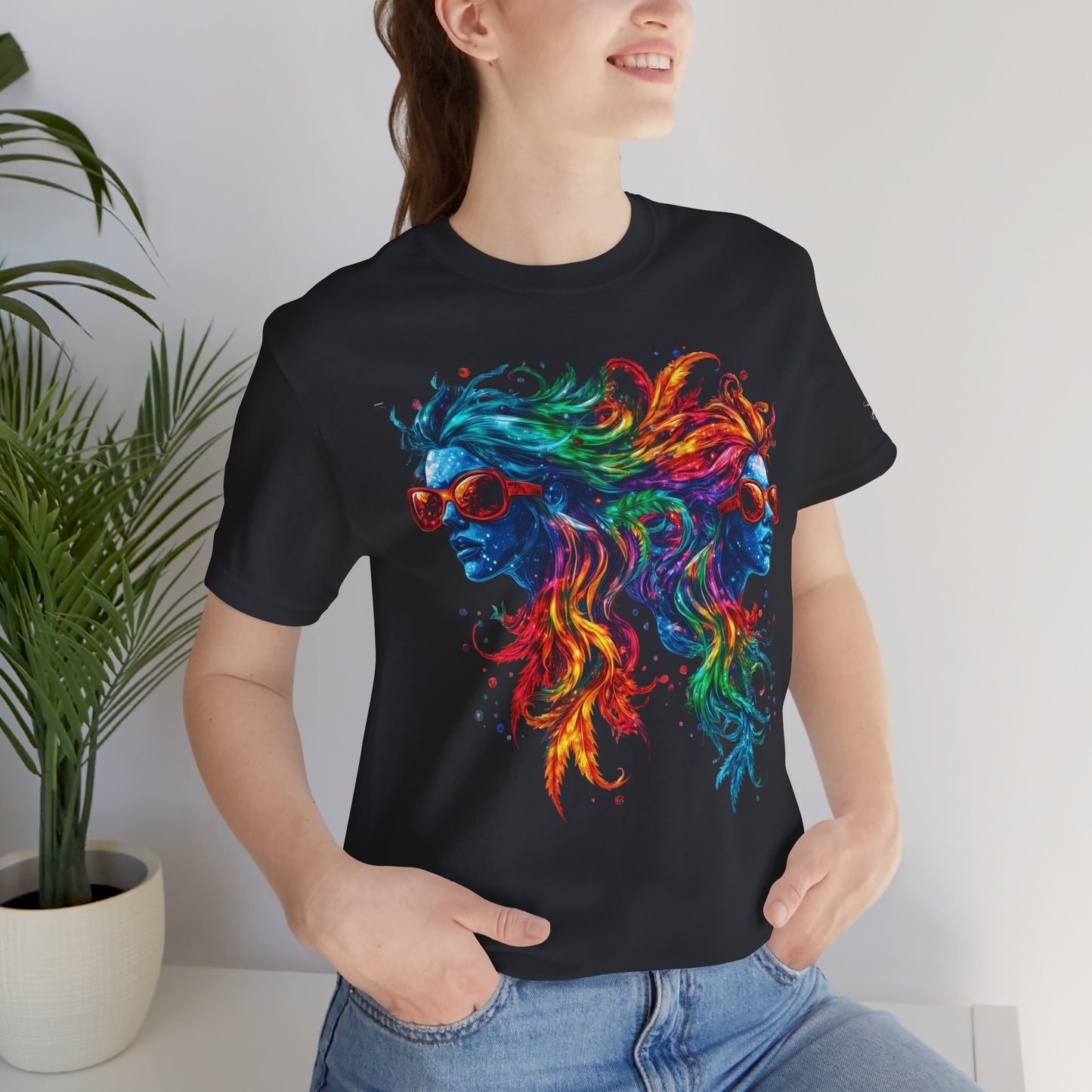 Spectrum Sisters T-Shirt - Premium Airlume Cotton Cannabis Rainbow Psychedelic Art Tee