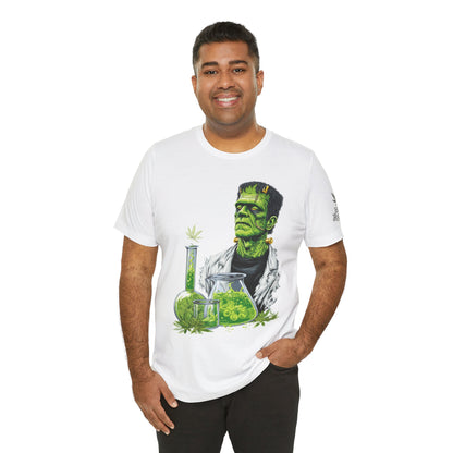 Frankenstein's Laboratory HIGH ROLLER Halloween Cannabis T-Shirt - Premium Monster Scientist 420 Experiment Apparel