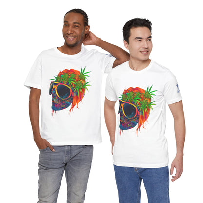 Tropical Cannabis Skull Tee - Paradise Vibes Art Design | High Roller