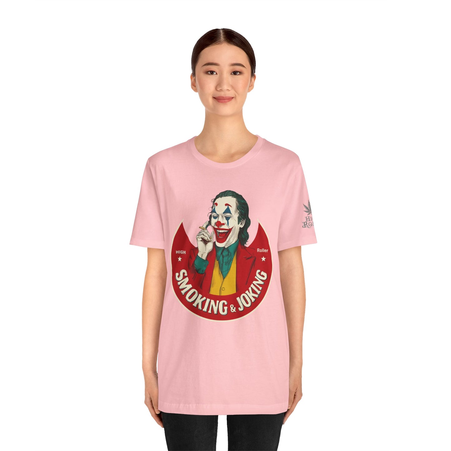 High Roller Villain T-Shirt - Premium Airlume Cotton Cannabis Joker Badge Art Tee