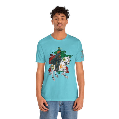 Headless Horseman HIGH ROLLER Halloween Cannabis T-Shirt - Premium Pumpkin Rider Skeletal Steed 420 Apparel