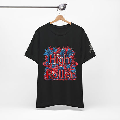 High Roller Ornate Logo Tee - Cannabis Typography Art Design | High Roller
