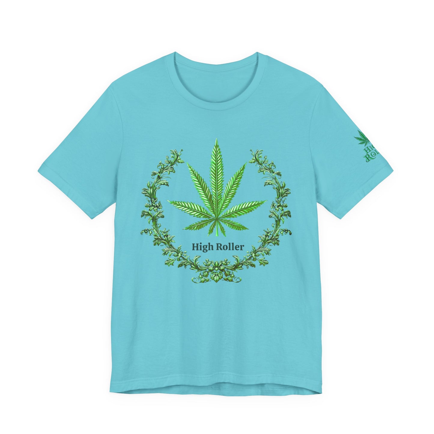 Cannabis Crest Wreath Tee - Botanical Elegance Art Design | High Roller