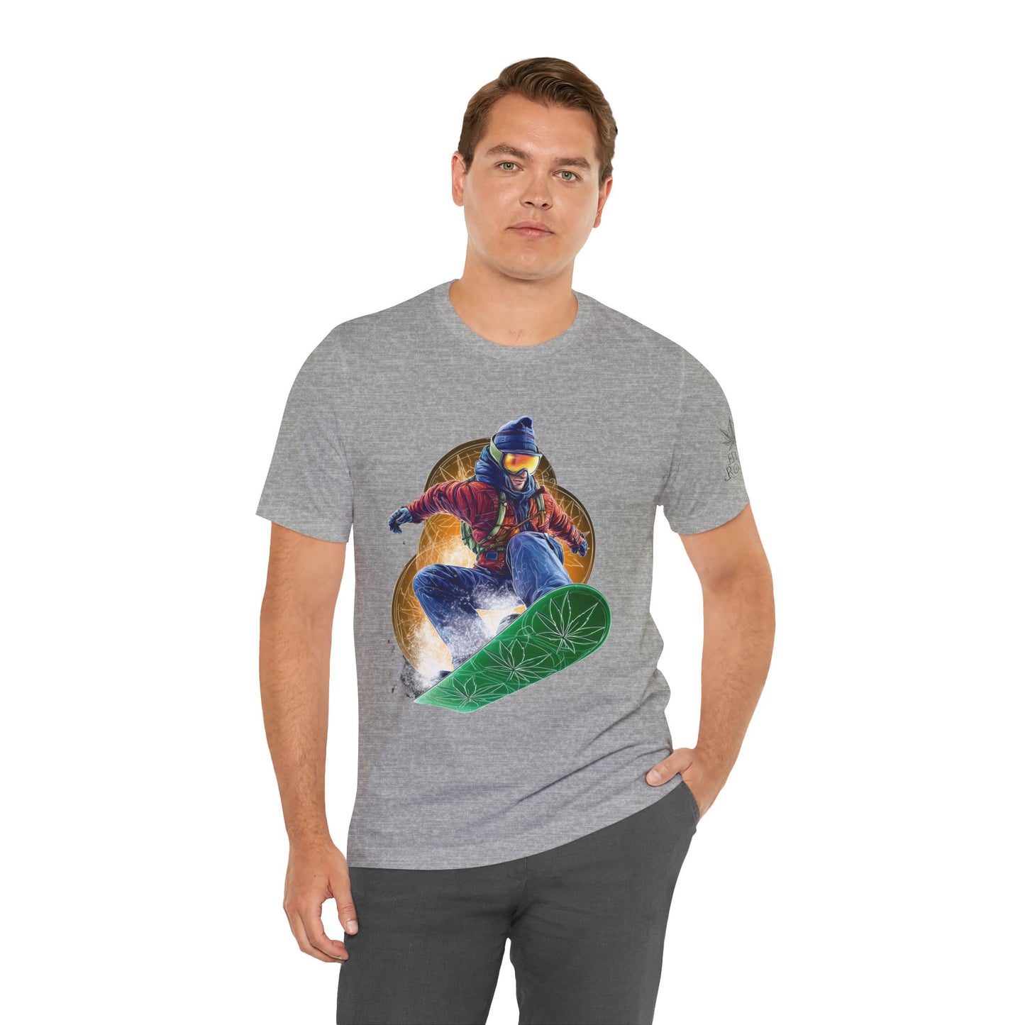 High Roller Snowboard Cannabis T-Shirt - Premium 420 Winter Sports Action Shred Mountain Lifestyle Apparel