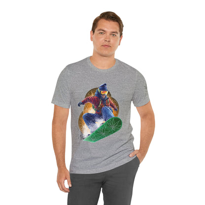 High Roller Snowboard Cannabis T-Shirt - Premium 420 Winter Sports Action Shred Mountain Lifestyle Apparel