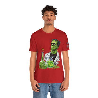 Frankenstein's Laboratory HIGH ROLLER Halloween Cannabis T-Shirt - Premium Monster Scientist 420 Experiment Apparel