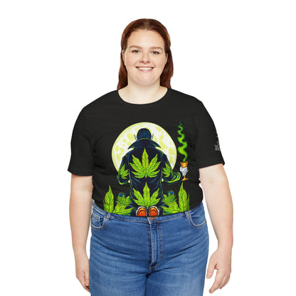 Luxury Gothic Cannabis Vampire T-Shirt - Premium Dark HIGH ROLLER Streetwear - Elevated Nocturnal 420 Fashion