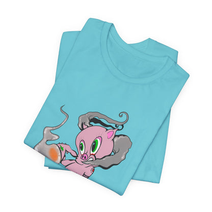 Smoking Hog Leg Pink Pig Tee - Premium Airlume Cotton Cannabis Culture Art